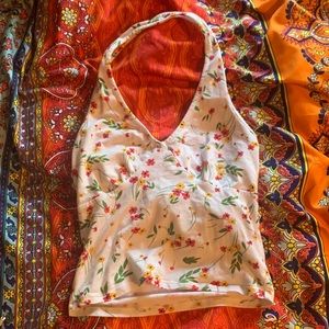 White Floral Halter Top